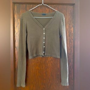Women’s Brandy Melville brown knit, ribbed, button cardigan. One size. Cotton.